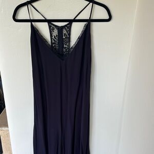 French Connection Deep Purple/navy Lace wide leg jumpsuit/ culottes